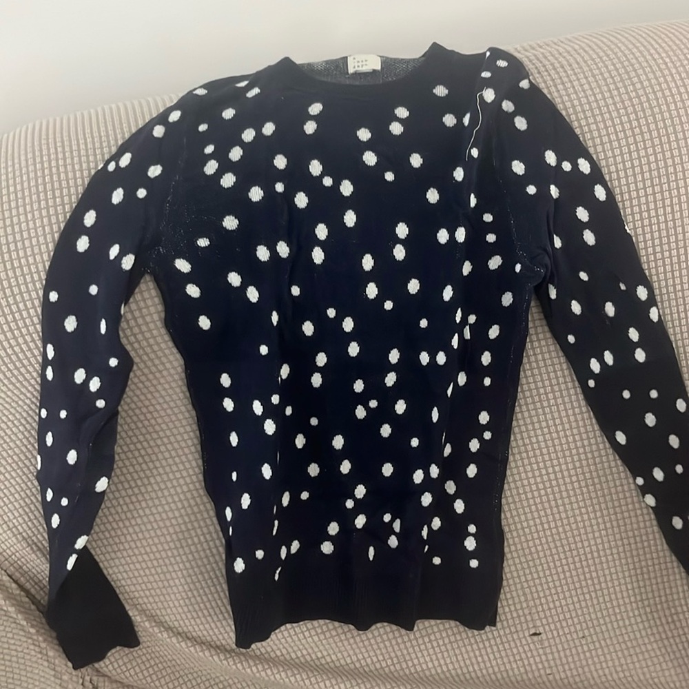 A New Day Navy Blue Polka Dot Sweater
